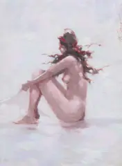 M. Torino, Seated Nude, Oil on board