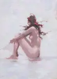 M. Torino, Seated Nude, Oil on board