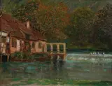 Bloching, Along the Canal in Blaubeuren, Oil on board