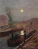 Camille Hilaire, Moonlight Over le Pont Neuf, Oil on canvas