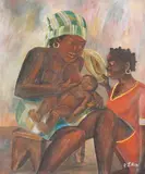 Pierre-Louis Riche, Mother and Child, Oil on canvas
