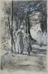 Albert Edward Sterner, The Orphans, Ink wash