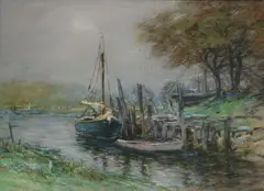 Boats at Dock by Louis Doyle Norton, Pastel on paper, sold Jun 2007