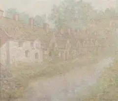 Thomas E. Brown, Along an English Village Lane, Oil on canvas