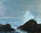 Leon Louis Dolice, Crashing Ocean Waves, Oil on board