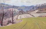 Basil Martin, Untitled, PENNSYLVANIA LANDSCAPE IN EARLY SPRING, oil on board