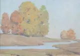 Benson Bond Moore, Untitled, AUTUMN LANDSCAPE, oil on board
