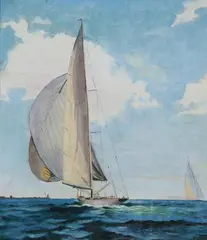 M. C. Reed, Racing Vessel, Oil on canvas board