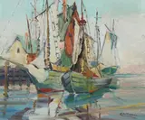 A. Hutchenson, Rockport Scene, Oil on canvas board