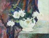 Mrs. R. W. Nelson, White Bouquet in Bowl, Oil on canvas board