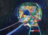 Jack Perlmutter, Railroad Tracks and Tunnel, Oil on board