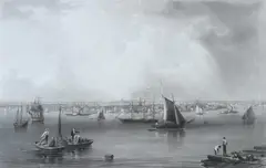 John William Hill, Boston Harbor, Steel engraving by Charles Mottram, 1857