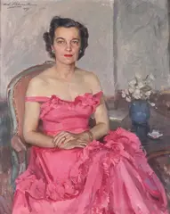 Hans Schlereth, Portrait of a Lady in a Pink Gown, Oil on canvas