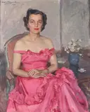 Hans Schlereth, Portrait of a Lady in a Pink Gown, Oil on canvas