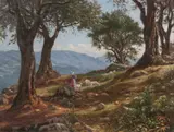 Shepherdess on the Alps by Niels Frederik Schiøttz-Jensen, Oil on canvas, offered Jun 2007