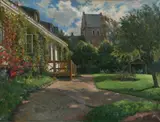 Danish Villa with Garden Pergola by Carlo Christoffe Hornung-Jensen, Oil on canvas, sold Jun 2007