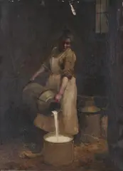Milk Maid by Emile Auguste Pinchart, Oil on canvas, sold Jun 2007