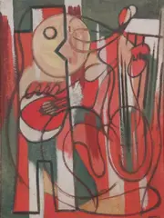 Jean Xceron, Geometric Musicians, Oil on board