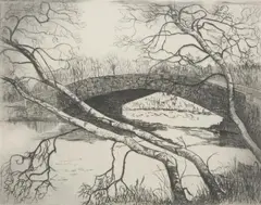 Bridge and Branches by Caroline A. W. Ely, Engraving - Plate: 7 in. x 8 3/4 in, offered Jul 2007