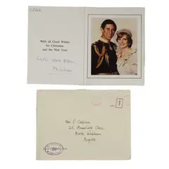 Princess of Wales Hrh Diana, Untitled, inside a colour photograph of the Prince and Princess of Wales on their wedding day