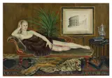 Betti Franceschi, Untitled, in front of a taxidermy tiger oil on canvas 128 x 189cm