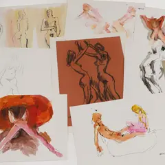Untitled by Peter Collins, pen and ink and watercolour 59 x 40cm and similar, sold Jul 2024