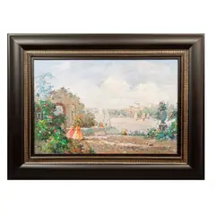 Henri Dupre, Mujeres en lago, Óleo sobre tela