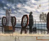 Uriel Parker, Composición surrealista, Óleo sobre tela