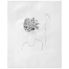 Perfil con flores by Joy Laville, Grabado al aguafuerte y ruleta P / T, offered Aug 2023