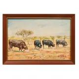 Escena con toros by Autor No Identificado, Óleo sobre tela, offered Jul 2023