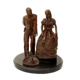 Antonio Haghenbeck, EL JARABE TAPATÍO, Bronce, patinado en color marrón; base de mármol negro