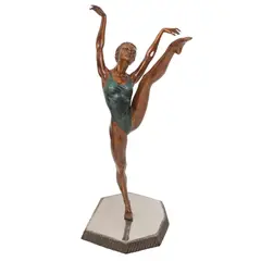 BAILARINA by Javier Villarreal, Bronce, patinado en tono marrón y azul; base de hierro con superficie pulida; figura giratoria, offered Jun 2023