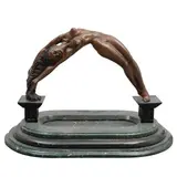 Octavio Ponzanelli, DESNUDO FEMENINO, Bronce, patinado en tono marrón; base de mármol verde y negro