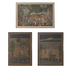 Anónimo, a) Templo hindú, Acrílico y mixta sobre tela
