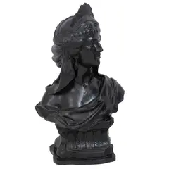 Busto de Dama, FRANCIA, PRINCIPIOS DEL SIGLO XX, Bronce, patinado en color marrón; base de mármol negro