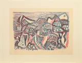 Eduard Bargheer, Vulkanische Landschaft, 1965, Farblithografie auf BFK RIVES (Wasserzeichen)