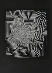 Ohne Titel by Victor Vasarely, Serigrafie auf schwarzem Tonkarton, sold Sep 2018