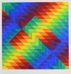 Herbert Bayer, "Chromatic with reserved square", 1966, Gouache auf VERITABLE PAPIER D'ARCHE TARCHON (Trockenstempel)