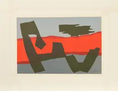 Vor Horizontalen by Fritz Winter, 1964, Farblithografie auf BFK RIVES (Wasserzeichen), sold Aug 2018