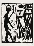 Auktion 414, Los 845 by A. R. Penck, 1981/82, Holzschnitt auf handgeschöpftem Lafrance, sold Jun 2018