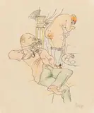 George Grosz, Auktion 414, Los 441, 1920/21, Kolorierte Lithografie auf Japan