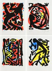 A. R. Penck, Konvolut von 4 Lithografien, Jeweils: Farblithografie auf Velin