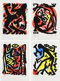 Konvolut von 4 Lithografien by A. R. Penck, Jeweils: Farblithografie auf Velin, sold Oct 2018