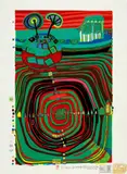 Auktion 414, Los 717 by Friedensreich Hundertwasser, 1969, Farbserigrafie mit Metallprägungen auf CMFabriano (Wasserzeichen), sold Jun 2018