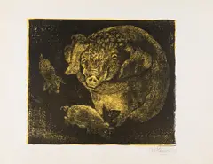 Otto Pankok, Auktion 414, Los 493, 1929, Lithografie auf orangenem Fond auf leichtem Büttenkarton