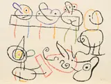 Ohne Titel (aus: "Ubu aux Baléares") by Joan Miró, 1971, Farblithografie auf ARCHES (Wasserzeichen), sold Apr 2018