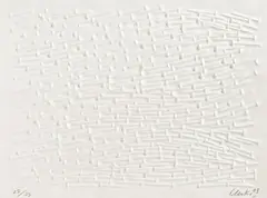 Günther Uecker, Strömung I, 2003, Prägedruck auf Bütten