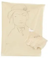 Ernesto Tatafiore, Auktion 414, Los 956, Bleistiftzeichnung auf Papiercollage (Seidenpapier)
