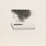 David Hockney, The Carpenter's bench, a knife and fire, 1969, Radierung auf Bütten