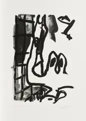 Ohne Titel by Georg Baselitz, 1993, Lithografie auf Velin, sold Oct 2018